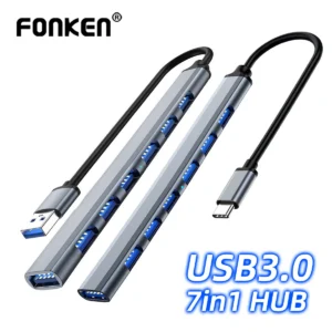 7 em 1 USB C HUB 3.0 Type C 4/7 Port Multi Splitter Adaptador OTG Adaptador de alimentação USB para Macbook Pro 13 15 Air Mi Pro PC Laptop