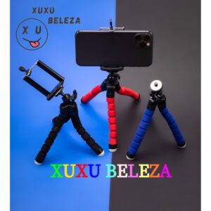 Mini tripé de mesa flexível com suporte para celular - cor aleatória