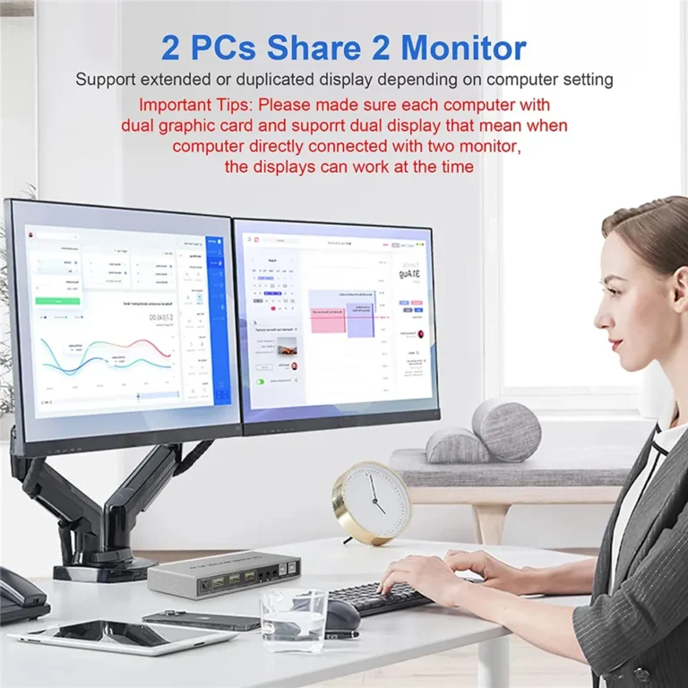 HDMI DisplayPort KVM Switch Monitor duplo 4K 60Hz 2x2 entradas mistas DP HDMI KVM Switcher 2 monitores 2 computadores para PC laptop Mac - Image 5