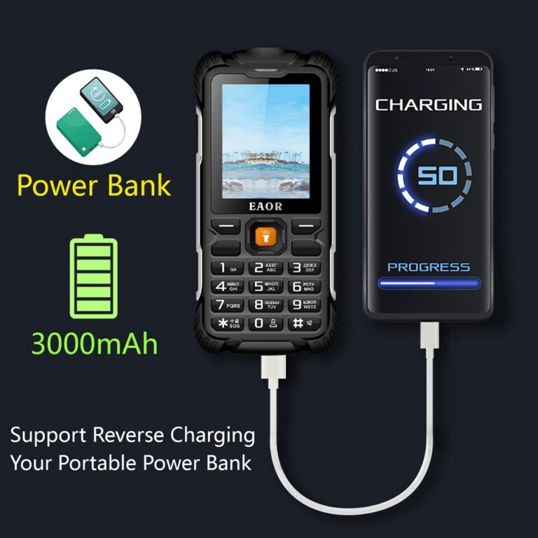 EAOR 2G Telefone robusto 3000mAh Power Bank Long Standby IP68 À prova de água/poeira com botão de pressão Telefones com teclado tocha Telefones com recursos - Image 7