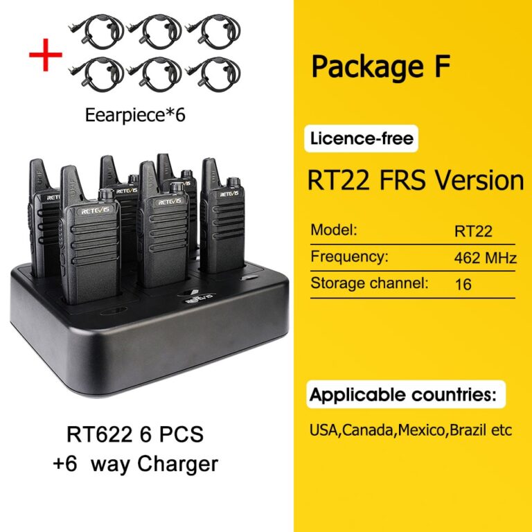 Retevis Walkie Talkies 6 pcs Walkie Talkie Profissional Mini PMR PMR446 FRS para Restaurante de Hotel com Carregador Multi Gang de 6 Vias - Image 7