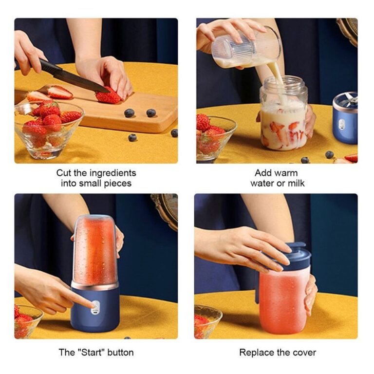 Garrafa liquidificador portátil elétrico 6 lâminas multifuncional suco liquidificador suco fresco smoothie liquidificador gelo crushcup processador de alimentos - Image 8