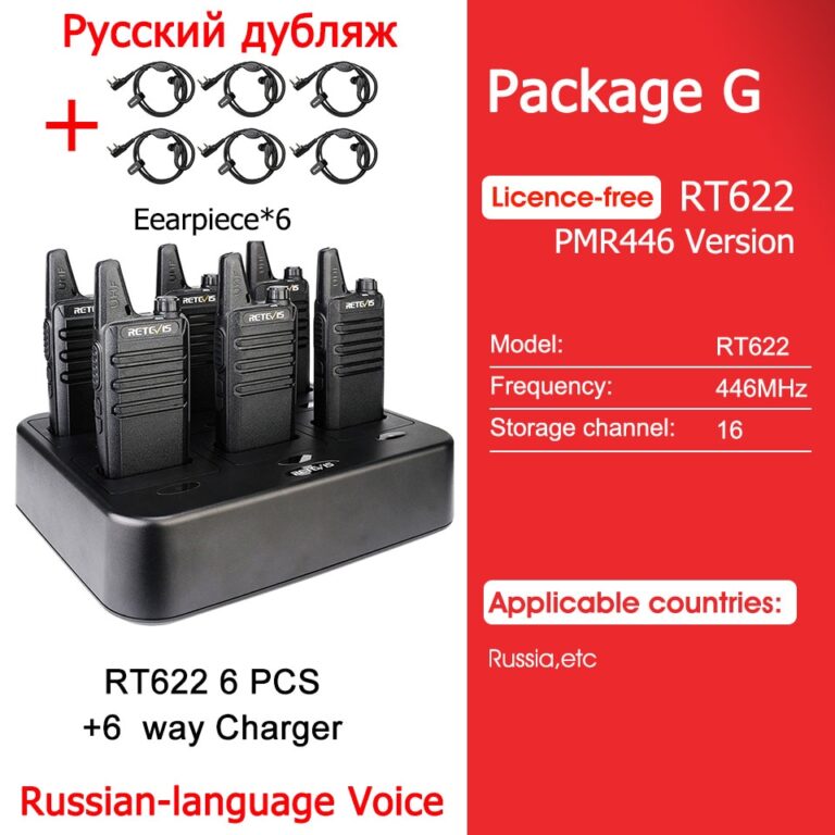 Retevis Walkie Talkies 6 pcs Walkie Talkie Profissional Mini PMR PMR446 FRS para Restaurante de Hotel com Carregador Multi Gang de 6 Vias - Image 2