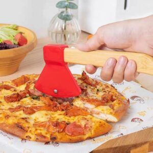 Faca de pizza em formato de machado de aço inoxidável, cortador de rodas para corte de pizza, acessório de cozinha, ferramenta de corte de massa para massas