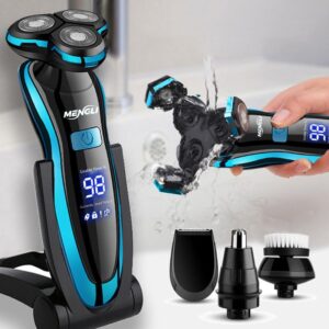 Barbeador elétrico, máquina de corte de cabelo, máquina de barbear para homens, aparador de barba, barbeador rotativo, 100% à prova d'água