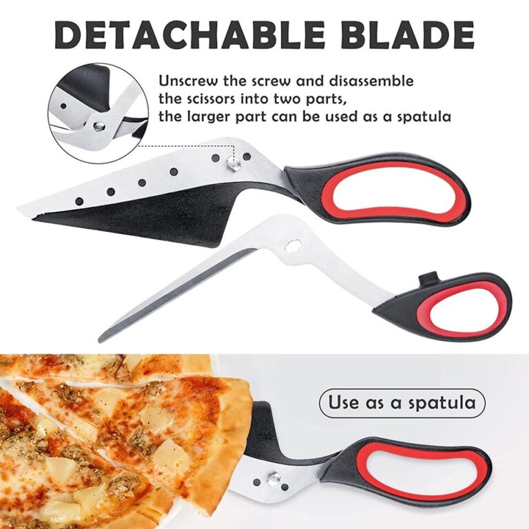 Tesoura antiaderente para pizza, lâmina afiada removível de aço inoxidável, cortador de pizza, fácil corte, espátula de pizza, ferramentas para fatiar - Image 4