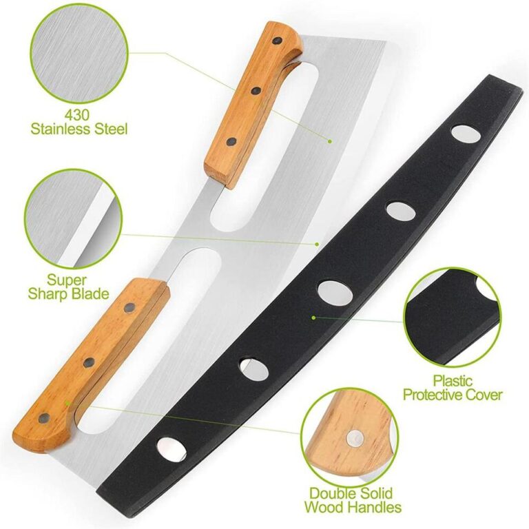 Alças de madeira em aço inoxidável, cortador de pizza, utensílios para casa, lâmina com capa, ferramentas de corte de pizza, faca, acessórios de cozinha - Image 3