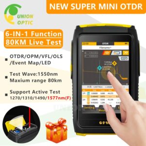 Ofw mini otdr refletor óptico otdr fibra ativa testador ao vivo 1550nm 20db refletômetro óptico tela de toque opm vfl iola