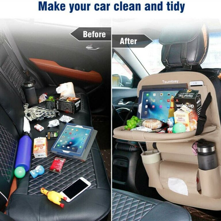 Organizador de banco traseiro de carro, bolsa de armazenamento, acessórios de carro, armazenamento interno, produtos com rede de mesa dobrável no porta-malas - Image 3