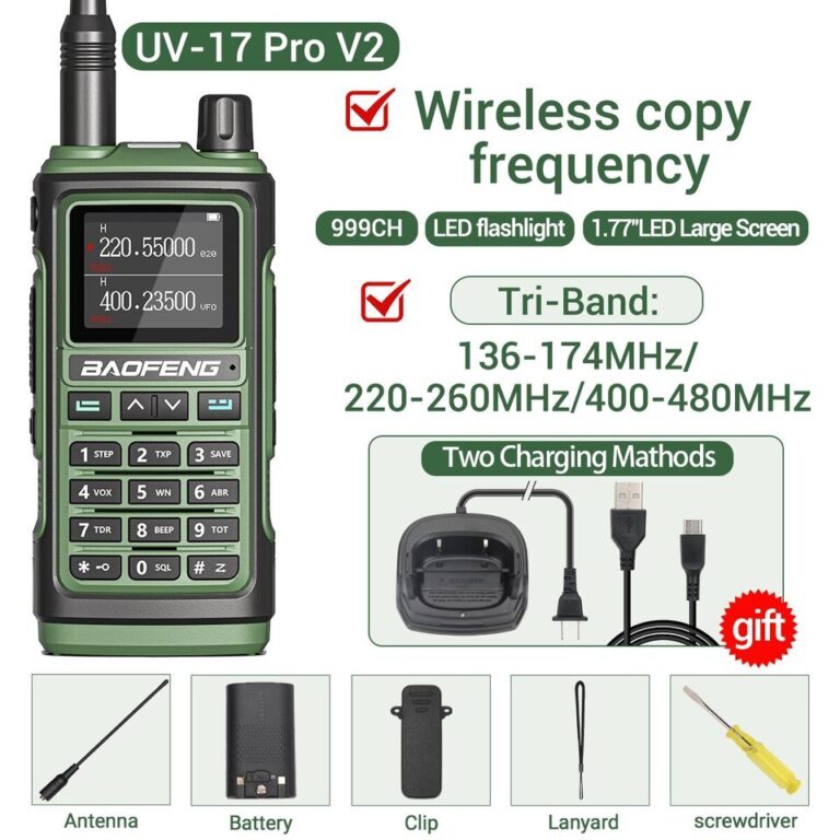 Baofeng uv 17 pro v2 frequência de cópia sem fio walkie talkie 16 km lanterna à prova dwireless água de longo alcance tipo-c carregador rádio presunto uv 5r - Image 7