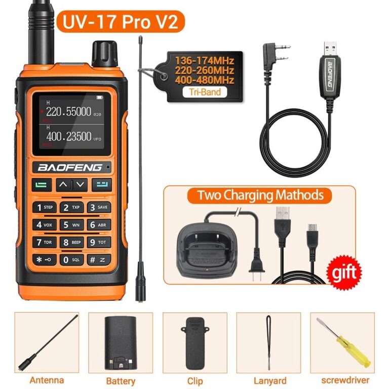 Baofeng uv 17 pro v2 frequência de cópia sem fio walkie talkie 16 km lanterna à prova dwireless água de longo alcance tipo-c carregador rádio presunto uv 5r - Image 5