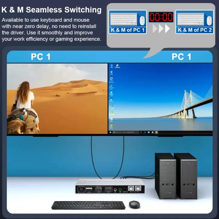 HDMI DisplayPort KVM Switch Monitor duplo 4K 60Hz 2x2 entradas mistas DP HDMI KVM Switcher 2 monitores 2 computadores para PC laptop Mac - Image 4