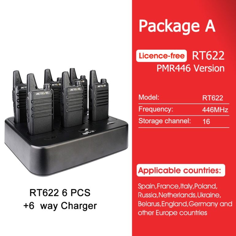 Retevis Walkie Talkies 6 pcs Walkie Talkie Profissional Mini PMR PMR446 FRS para Restaurante de Hotel com Carregador Multi Gang de 6 Vias - Image 5