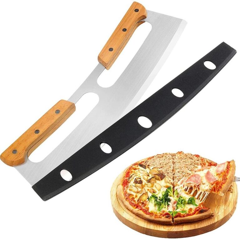 Alças de madeira em aço inoxidável, cortador de pizza, utensílios para casa, lâmina com capa, ferramentas de corte de pizza, faca, acessórios de cozinha - Image 2