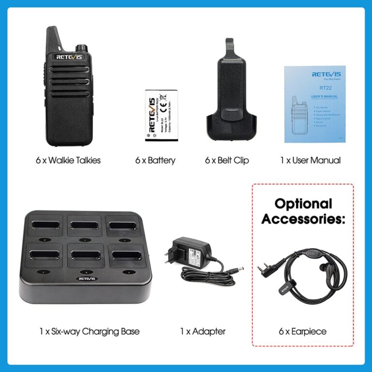 Retevis Walkie Talkies 6 pcs Walkie Talkie Profissional Mini PMR PMR446 FRS para Restaurante de Hotel com Carregador Multi Gang de 6 Vias - Image 4