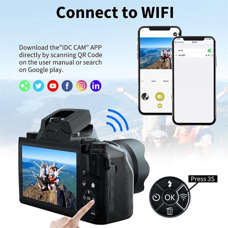 Câmera digital com foco automático, 64mp, slr, dslr, para fotografia, 4k, 60fps, vlog, filmadora 4.0 com tela sensível ao toque, youtube, transmissão ao vivo, webcam - Image 4