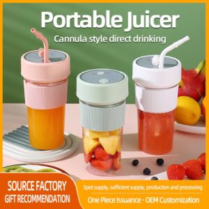 Liquidificador espremedor portátil com canudo usb recarregável mini copo espremedor elétrico sem fio máquina de suco para shakes frutas vegetais