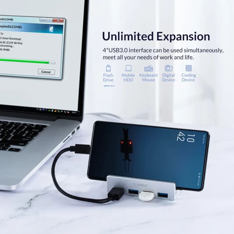 ORICO MH4PU 4 USB 3.0 HUB com fonte de alimentação Expansão super alta velocidade 5GBPS transmissão de dados adequada para acessórios de laptop - Image 4