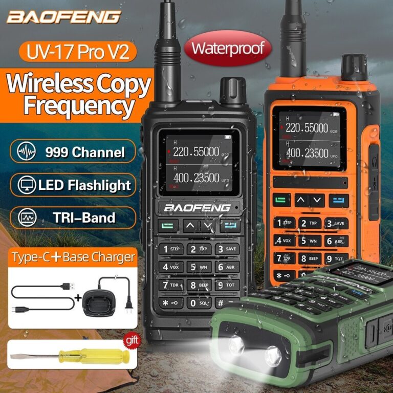 Baofeng uv 17 pro v2 frequência de cópia sem fio walkie talkie 16 km lanterna à prova dwireless água de longo alcance tipo-c carregador rádio presunto uv 5r