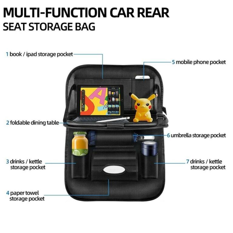 Organizador de banco traseiro de carro, bolsa de armazenamento, acessórios de carro, armazenamento interno, produtos com rede de mesa dobrável no porta-malas - Image 2
