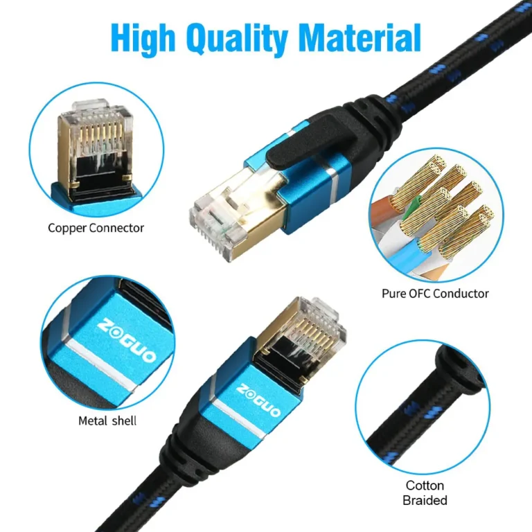 Zoguo cat8 roteador de cabo ethernet rj45 internet lan sftp 40gbps 2000mhz rede com algodão trançado para laptop iptv ps4 cat8/7/6 - Image 4