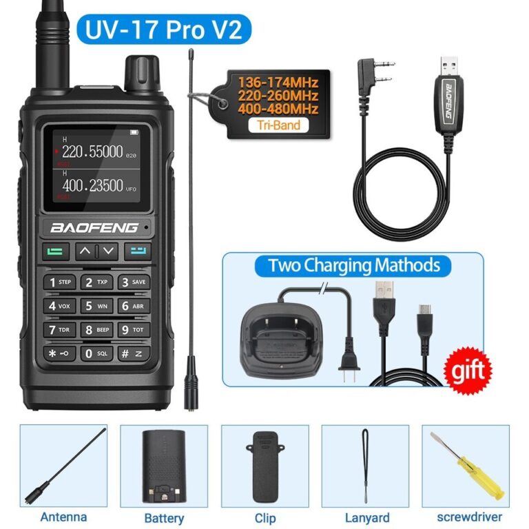 Baofeng uv 17 pro v2 frequência de cópia sem fio walkie talkie 16 km lanterna à prova dwireless água de longo alcance tipo-c carregador rádio presunto uv 5r - Image 4