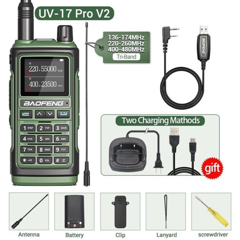 Baofeng uv 17 pro v2 frequência de cópia sem fio walkie talkie 16 km lanterna à prova dwireless água de longo alcance tipo-c carregador rádio presunto uv 5r - Image 12