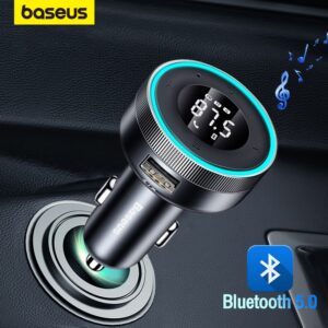 Baseus transmissor fm modulador carro sem fio bluetooth 5.0 usb carregador rápido auto aux rádio mp3 player música mãos livres kit carro