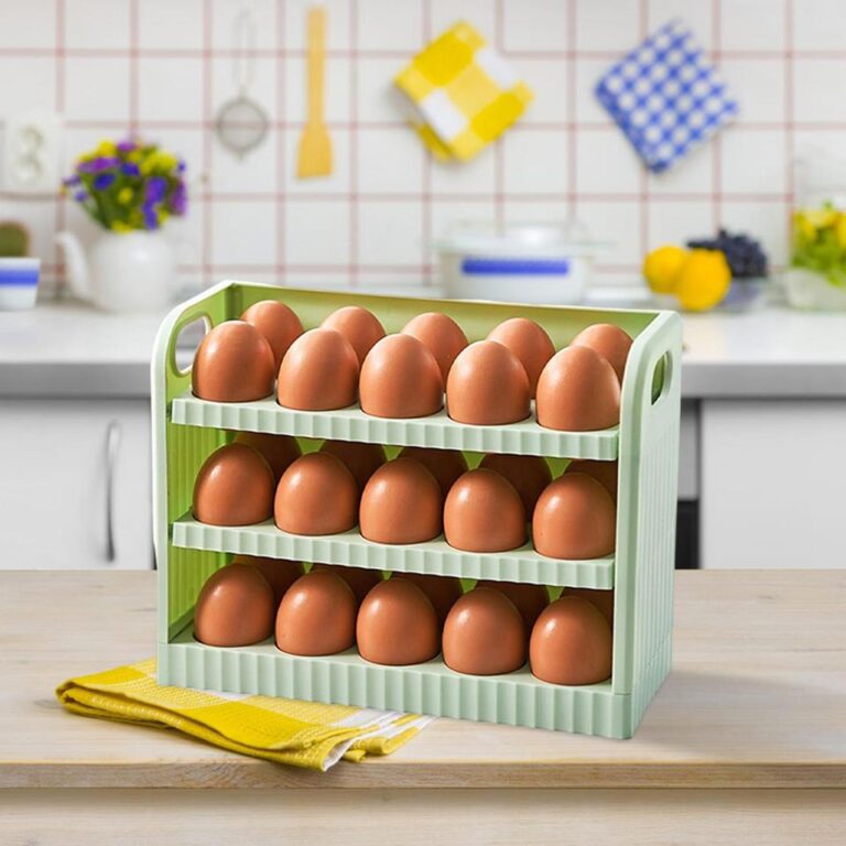 Suporte para ovos de cozinha, recipiente de armazenamento com alça, organizador de ovos de geladeira, bandeja para ovos, prateleira de bancada de cozinha - Image 6