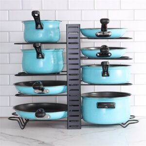 Rack de cozinha ajustável de 5/8 camadas, rack de metal resistente, organizador de despensa, panelas, tampas, suporte de armazenamento