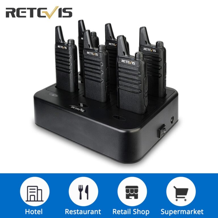 Retevis Walkie Talkies 6 pcs Walkie Talkie Profissional Mini PMR PMR446 FRS para Restaurante de Hotel com Carregador Multi Gang de 6 Vias