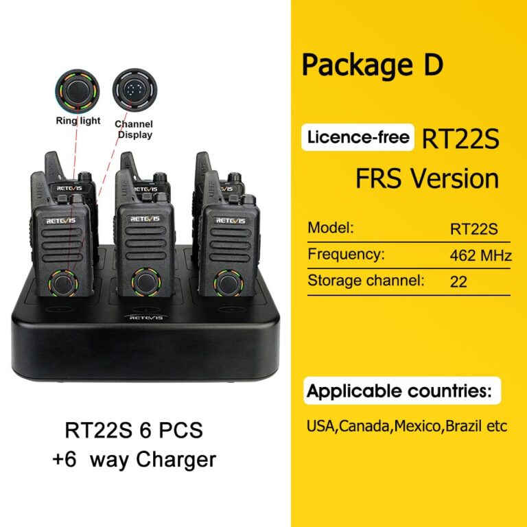 Retevis Walkie Talkies 6 pcs Walkie Talkie Profissional Mini PMR PMR446 FRS para Restaurante de Hotel com Carregador Multi Gang de 6 Vias - Image 6