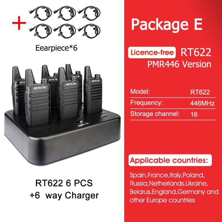 Retevis Walkie Talkies 6 pcs Walkie Talkie Profissional Mini PMR PMR446 FRS para Restaurante de Hotel com Carregador Multi Gang de 6 Vias - Image 9