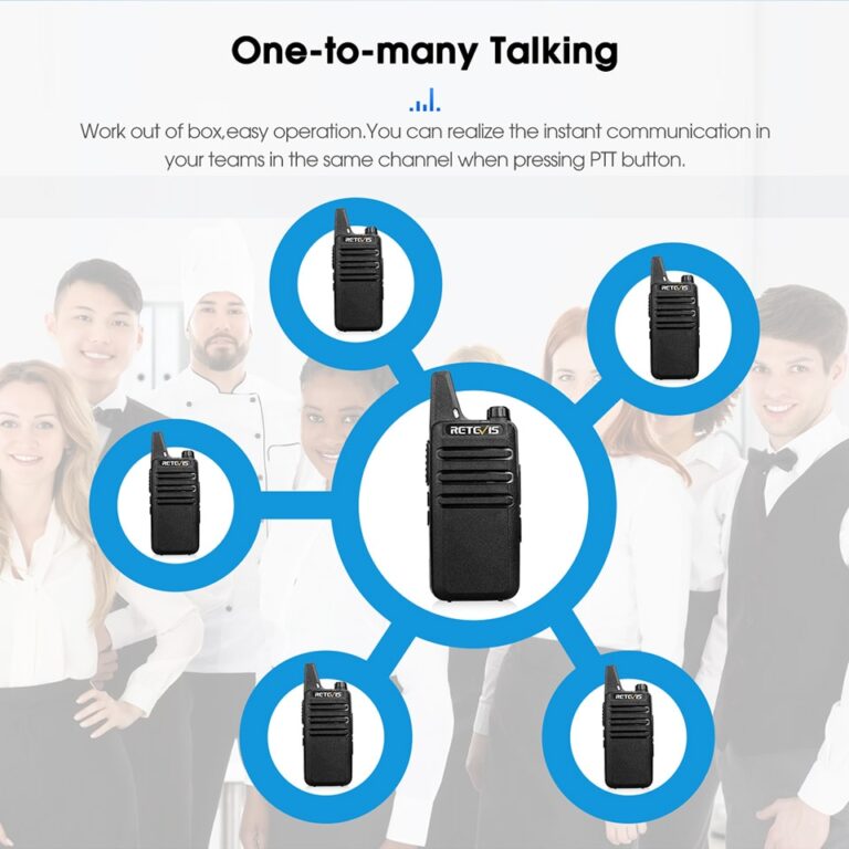 Retevis Walkie Talkies 6 pcs Walkie Talkie Profissional Mini PMR PMR446 FRS para Restaurante de Hotel com Carregador Multi Gang de 6 Vias - Image 11